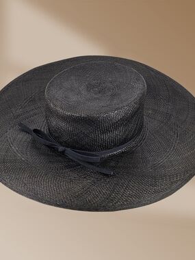 Vintage Joe Bill Miller Women’s Black Wide-Brim Straw Sun Hat with Bow